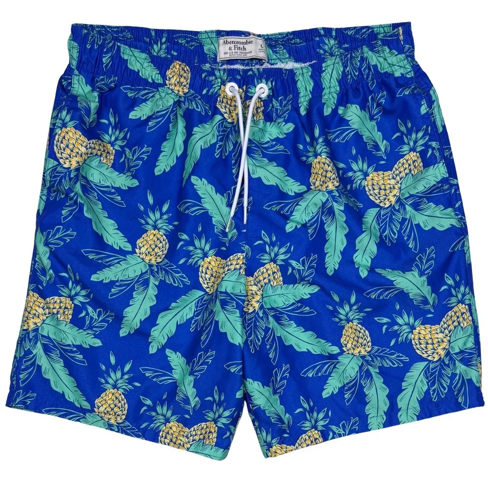 Abercrombie & Fitch Swim Trunks Shorts Mens Pineapple Print Beach‎ Hawaii Large